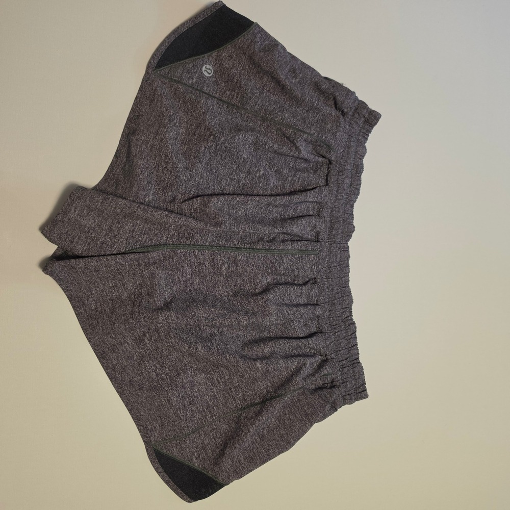 Lululemon Find Your Pace Heathered Space Dye Grey Purple Running Shorts Size 14 - Picture 7 of 8